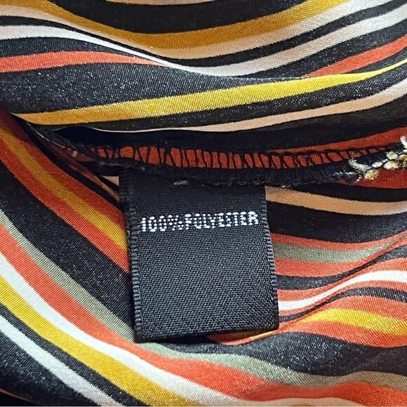 Josephine Chaus Women's Button Up Blouse Size 6 Orange/green Multi Stripe - Picture 7 of 8